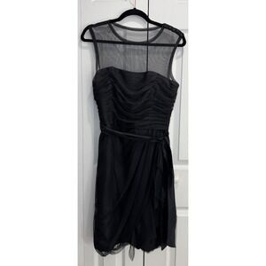 White by Vera Wang Knee-Length Dress Women's 10 Black Mesh Long Sleeve Fashion
